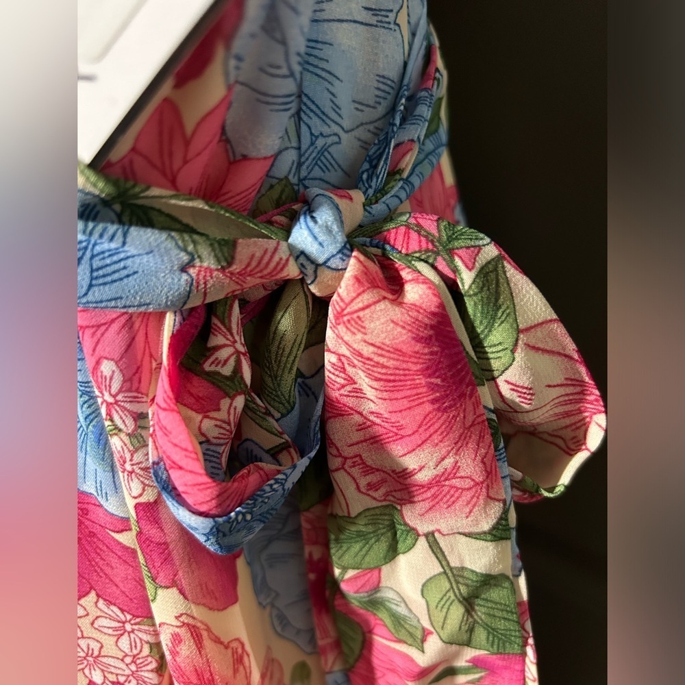 NWT LAUNDRY BY SHELLI SEGAL Ruffled Botanical Floral Wrap Dress Size 2 - Picture 7 of 9